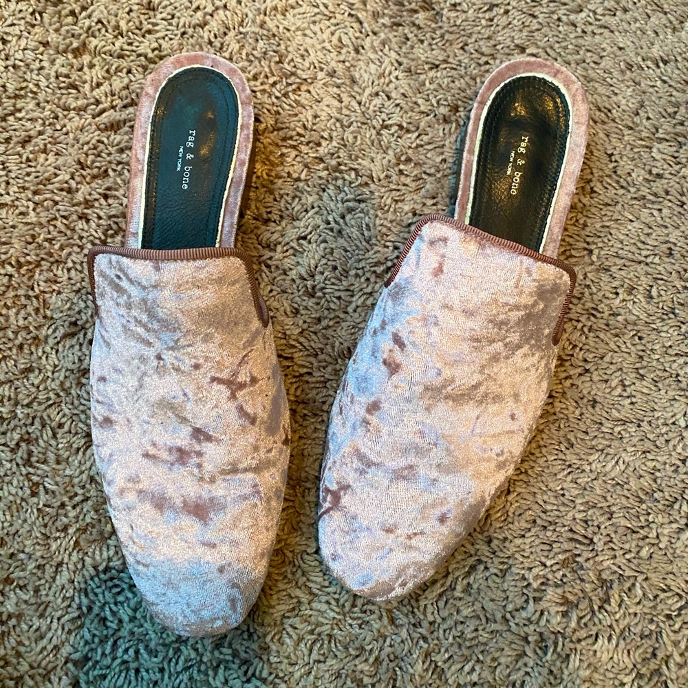 Rag & Bone Pink Crushed Velvet Slides Size 39/8.5